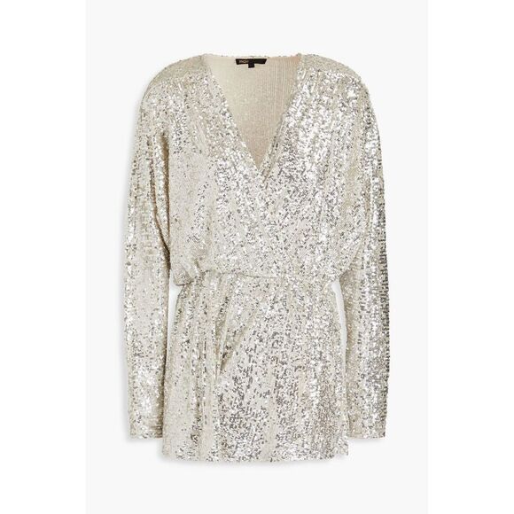 MAJE Sequined tulle playsuit FR 38 NEW NWT - Picture 1 of 11